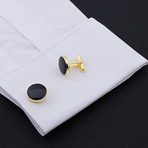 8 Pieces Men Round Cufflinks and Button Studs Set,Cuff Links for Formal Business Wedding Tuxedo Shirt Accessories