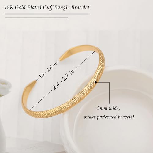 PERNNLA PEARL Dainty Gold Bar Bracelet for Women Simple Delicate Thin Cuff Bangle Hook Bracelet 18K Gold Plated Handmade Minimalist Jewelry - color: 26.Snake