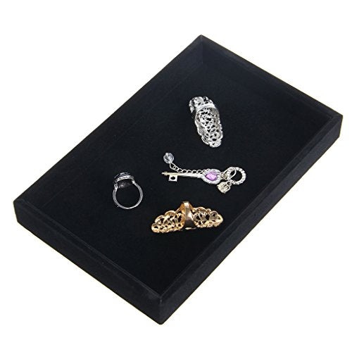 Youngy Velvet Jewelry Tray, Stackable Showcase Display Organizer for Ring Earring Necklace Pendants Bracelet Purple Red