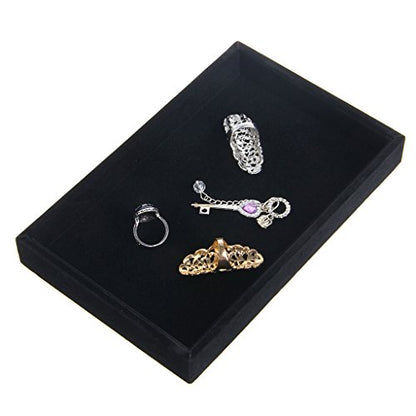 Youngy Velvet Jewelry Tray, Stackable Showcase Display Organizer for Ring Earring Necklace Pendants Bracelet Purple Red