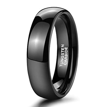 TRUMIUM 2mm 4mm 6mm 8mm Black Tungsten Ring for Men Women Wedding Band Domed High Polish Comfort Fit 4-15 - color: 6mm Black