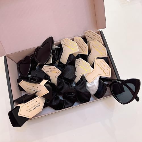 Bridesmaid Scrunchies Proposal Gifts Bachelorette Hair Claws Clips women heart sunglasses for Wedding Party Favors (black headband 32pcs) - color: Black Headband 32pcs