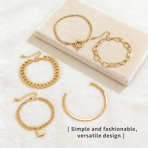 10Pcs Golden Silvery Bracelets for Women,Waterproof Womens Fashion Accessories,Bracelets for Women Trendy,Stackable Dainty Bracelets for Womens