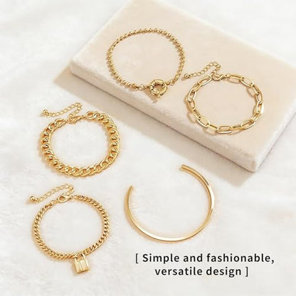 10Pcs Golden Silvery Bracelets for Women,Waterproof Womens Fashion Accessories,Bracelets for Women Trendy,Stackable Dainty Bracelets for Womens