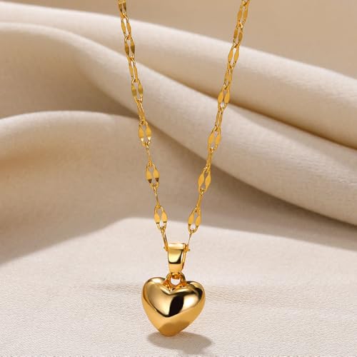 Necklace 14K Gold Plated Simple Shining Heart-Shaped Pendant Delicate Dlegance Unique Jewelry Lobster Clasp Adjustable Extender - style: 14K Gold Heart-Shaped Pendant