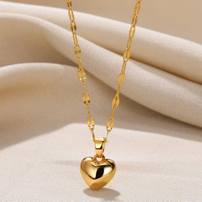 Necklace 14K Gold Plated Simple Shining Heart-Shaped Pendant Delicate Dlegance Unique Jewelry Lobster Clasp Adjustable Extender - style: 14K Gold Heart-Shaped Pendant
