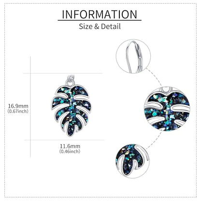 Monstera Earrings S925 Sterling Silver Leverback Palm Leaves Earrings Plant Dangle Drop Earring for Women Tropical Monstera Jewelry Gifts