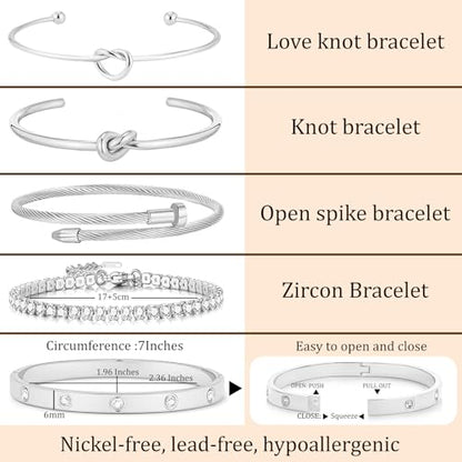 18 K Gold Plated Love Bangle Bracelet Stack Cuff Jewelry for Women Jewelry Set for Women Gift with Box - style: style15