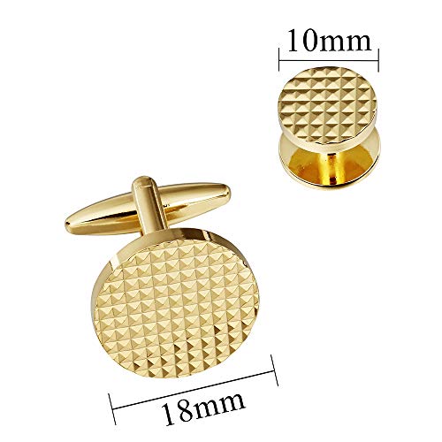 HAWSON Silver/Gold Cufflinks for Men with Tuxedo Shirt Studs,Men Accessories Jewelry with Gift Box,Gifts for Family,Best Friend on Wedding Business Birthday Anniversary - color: Gold ( Cufflinks with 6 Tux)