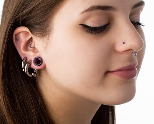 Pierced Owl - Natural Amethyst Stone Double Flared Saddle Tunnels, Sold as a Pair - style: 30mm (1.18")