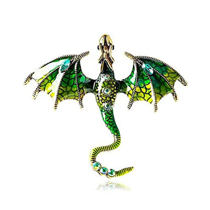 Collar Chain Pin for Men and Women - Hanging Tassel Brooch Lapel Pin for Business Suits - Bar Pin With Long Chain - Gifts - color: O: Dragon brooch green