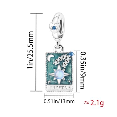 925 Sterling Silver Dangle Charm Fit Women Bracelet And Necklaces Jewelry | Medallion Pendants Beads Jewelry Charms for Women Fashion Gift Family Friends Mother's Day - color: Tarot Cards Star Dangle Charm M1410