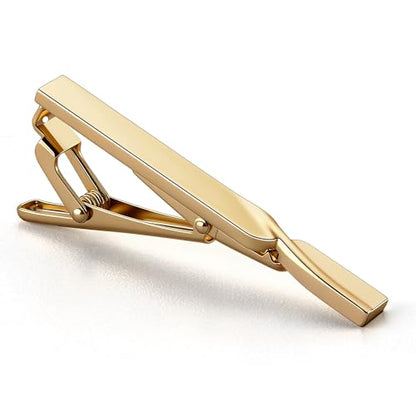 VULKIT Tie Clip Stainless Steel Gentleman Accessories Minimalist Tie Bar Clasp Clip for Business, Party, Wedding, At Work - style: C-Golden