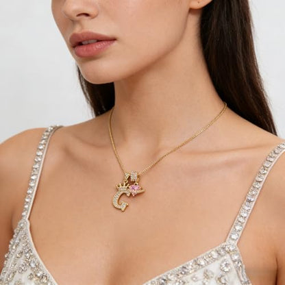 18K Gold & Silver Plated Initial Necklaces for Women - color: G-Gold