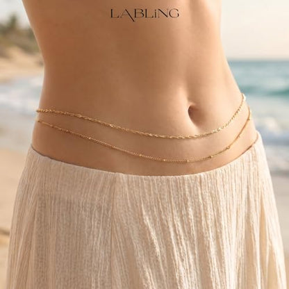 Gold Belly Waist Chain for Women | Layered Belly 14K Gold Plated Chain Adjustable Bikini Belly Beads Body Chain Waterproof | Jewelry Gift - color: Style 5