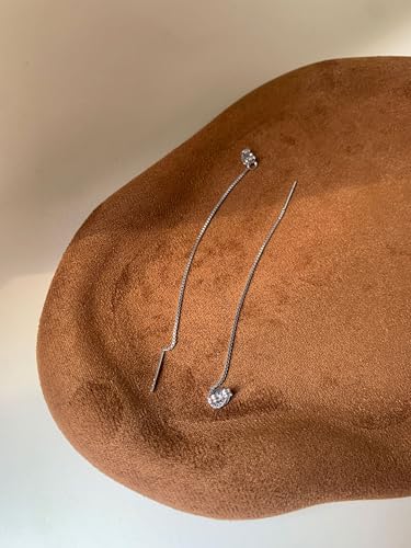 Tassel Earrings for Women Gold Plated Silver Chain Earrings Dainty Minimalist Dangle Drop Studs - color: B-Silver with One Chain