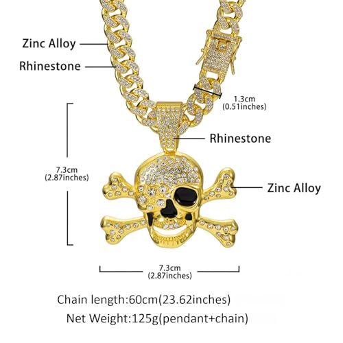 Slip Chain Choker for Women Handmade Black Stainless Steel Cuban Chain Chunky Moon Bat Raven Skull Pendant Gothic Punk Rock Collar Adjustable Lariat Y Necklace for Men - style: Silver skull