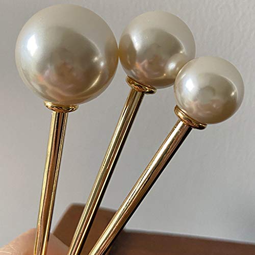 Hairpin Faux Pearl Hair Stick Fork Pin Retro Metal Chopstick Hairpin Bun Holder