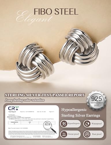 Chunky Gold Stud Earrings for Women Sterling Silver Earring Hypoallergenic | Non Tarnish 14K Gold Plated 925 Silver Posts for Sensitive Ears,Knot Statement Dangle Earrings Gold Jewelry Gifts Lightweight - color: silver plated-kont