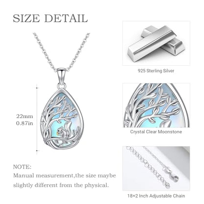 Dragonfly Necklace 925 Sterling Silver Moonstone Necklace Rainbow Stone Dragonfly Jewelry Christmas Birthday Gifts for Women Mom Her - style: Squirrel wtih Moonstone