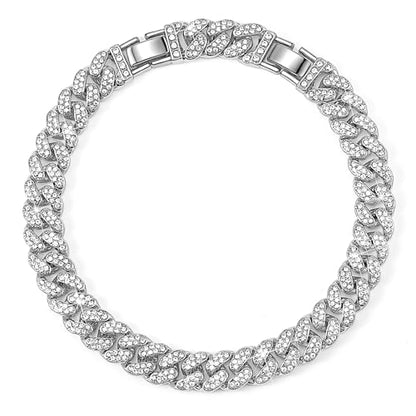 Batiyeer Women's Ankle Bracelets Cuban Link Chain Anklets Adjustable Chunky Anklets with Detachable Extender Rhinestone Bling Jewelry Gifts - color: Silver, size: 10 Mm, 8+2 Inches