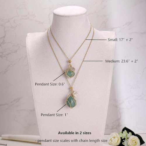 MIXJOY Black Obsidian Crystal Necklace for Women, Sun and Moon Celestial Pendant Protection Gift for Halloween Christmas - style: Green Aventurine Medium