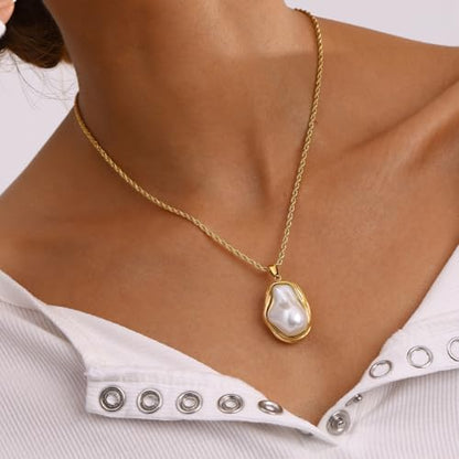 Unisex Celestial Gold Pendant Necklaces, Sun/Moon/Star/Angle Celestial Elements Unisex Choker Gold Lover Chains for Men and Women Jewelry - color: Pearl Drop - Irregular