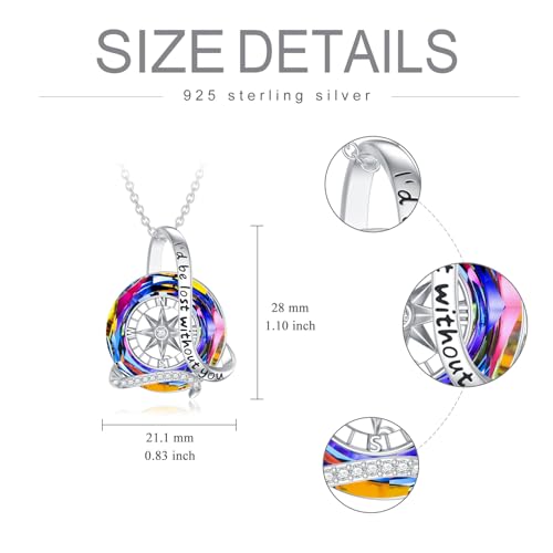 AOBOCO 2026 Graduation Gifts 925 Sterling Silver Compass Pendant Necklace High School College Graduation Jewelry Gifts for Women Daughter - style: B-Rainbow