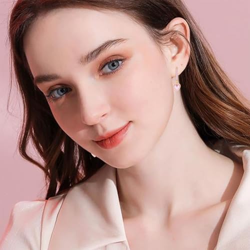 Sparkly Crystal Love Heart Dangle Drop Earrings Dainty Rhinestone Tiny Heart Huggie Hoop Earrings For Women - color: Pink