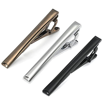 Fashion Necktie Clips Tie Bar Clips Tie Pins Set for Men Pack of 3 - style: Style A
