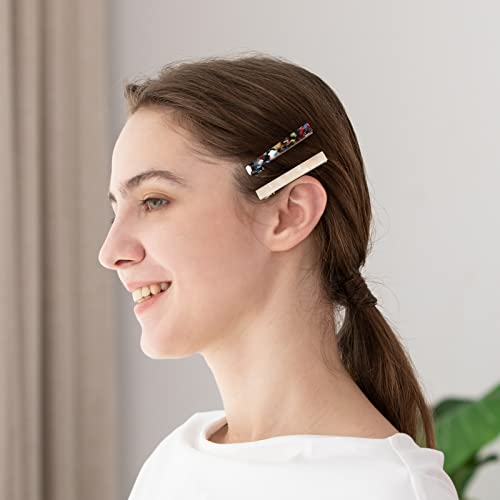 Cobahom 12 Pack Thick Hair Duckbill Metal Duck Teeth Hair Clips for Women - Chic Tortoise Shell Hair Pins in Red, White, Blue, and Pink (2.36 Inch) | Cellulose Acetate Hair Barrettes for Thin Thick Hair, Chic Tortoise Shell Hair Pins in Red, White, Blue,