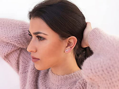 Unisex 6 Pairs Dot Stud Earrings, Surgical Steel Gold Plated Black Tiny Flat Disc Stud Earrings for Women Men - color: Silver-2/3/4/5/6/8mm