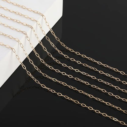 KYUNHOO 32.8FT/10M KC Gold Plated Iron Jewelry Making Chains Small Paperclip Chain Spool on Roll for Craft Making with Lobster Clasps and Jump Rings - color: Thin Paperclip Gold