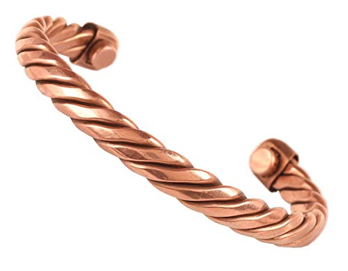 Touchstone Copper Bracelet Tibetan Style. Hand Forged with Solid and high Gauge Pure Copper. Twisted Rope Look.KRBRA023-01-C_REM - style: 1 Braided 4