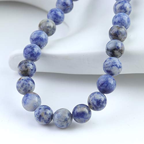 Natural Stone Beads 8mm Bule Sodalite Polished Round Smooth Gemstone Beads for Jewelry Making 15 Inch(Bule Sodalite,8mm) - color: Bule Sodalite, size: 8mm