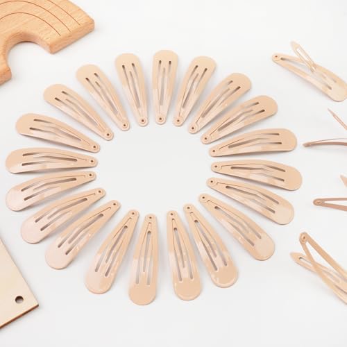 80 Pack Khaki 2Inch Craft Snap Hair Clips DIY Naked Non-slip Hair Barrettes | 5cm khaki water drop snap hair clips DIY craft clips - color: Khaki