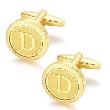 GWD Initial Cufflinks for Men Classic Cuff links Mens Letter Shirts CuffLinks Wedding Gift - color: D