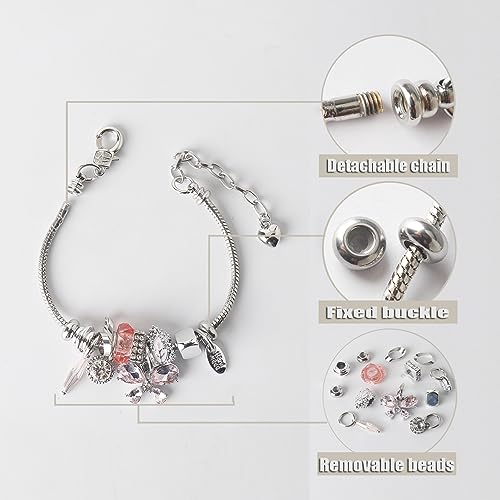 DS Charm Bracelets for Girls Adjustable Silver Stainless Steel Gift Box | Cute Cartoon Charms,Friendship Jewelry,Birthday Gifts,Teen Kid Fit, Tarnish Resistant,Stackable Trendy Daily Wear - style: Silver-butterfly 2