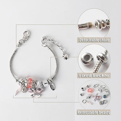 DS Charm Bracelets for Girls Adjustable Silver Stainless Steel Gift Box | Cute Cartoon Charms,Friendship Jewelry,Birthday Gifts,Teen Kid Fit, Tarnish Resistant,Stackable Trendy Daily Wear - style: Silver-butterfly 2
