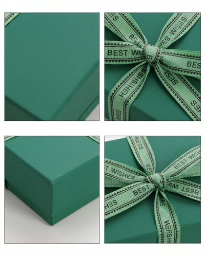 Flip Up Jewelry Gift Box, 12 Pack Velvet Lined Earring Box with Ribbon, Necklace & Bracelet Packaging, Small Jewelry Organizer, Ring & Bracelet Box, Travel Jewelry Case, 4.2 x 4 x 1.38 Inches (Green) - color: Green