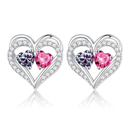 Iefil Birthstone Earrings for Women - 925 Sterling Silver Birthstone Earrings, Anniversary Birthday Gifts for Women Wife Girlfriend Mom - color: 06-10-Jun-Oct Birthstone