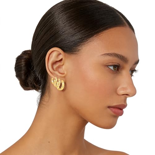 Love Friendship Hoop Earrings Set for Women 18K Gold and Silver Stainless Steel with Cubic Zirconia Stones Jewelry - style: SET-2-