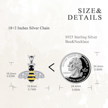 VONALA Gold Bee Pendant Necklace 925 Sterling Silver Bumblebee Jewelry Birthday Gifts for Women Daughter - style: Cute Bee