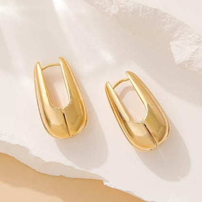 SHERLOVE Chunky Knot Gold Earrings Women Statement Drop Dangle Earrings | 14K Gold Plated Hypoallergenic Lightweight,Trendy Dainty Elegant Cute,Women Gold Jewelry Fashion Accessories Gifts - color: Square Hoop Gold