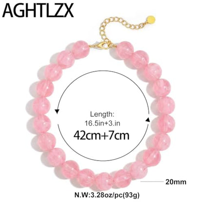 Chunky Beaded Necklace for Women, Colorful Trendy Statement Summer Jewelry Gift - color: necklace-16