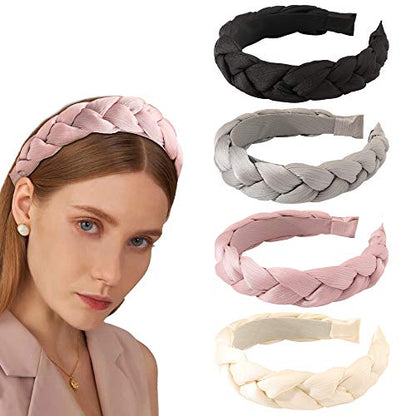 Headbands Women Hair Head Hands Braided Head Band Twist Hairbands for Girls Black Pink Gray White Hair Band - color: YHB-006
