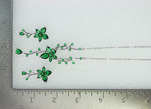 Faship Gorgeous CZ Crystal Floral Necklace Earrings Set - color: Green