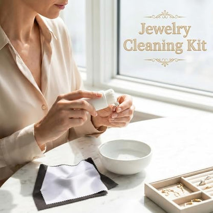 2 Set Jewelry Cleaning Kit Watch Cleaning Brush Silver Polishing Cloth Jewelry Cleaner Tool for Gold Gemstones Coins