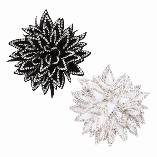PATIKIL Flower Brooch Pin for Women, Rhinestone Rose Flower Brooch Dainty Fabric Floral Boutonnieres for Women - color: White/Silver