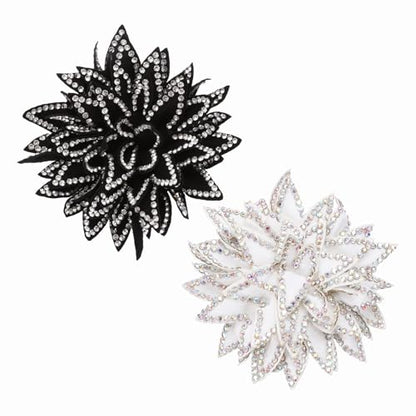 PATIKIL Flower Brooch Pin for Women, Rhinestone Rose Flower Brooch Dainty Fabric Floral Boutonnieres for Women - color: White/Silver